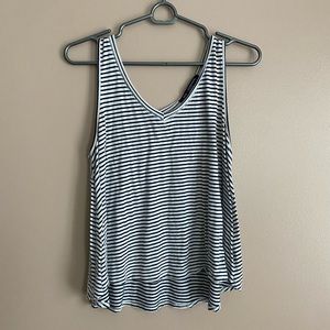 Navy & White Striped Tank Top — Size L